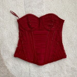 Vintage Red Lace Ruched Bustier Corset Top